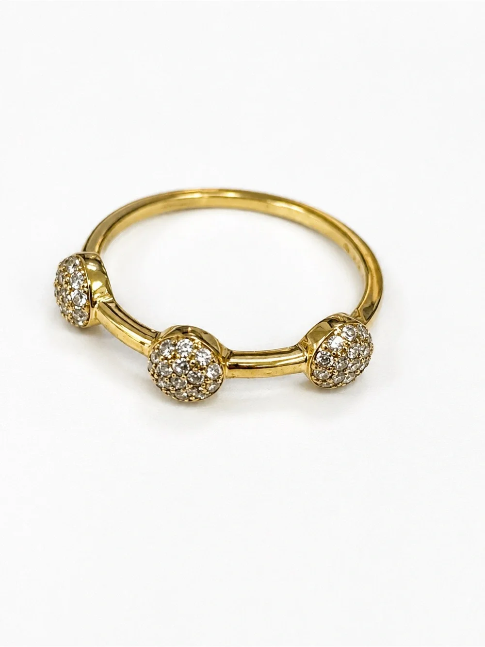 Crislu 18K over 925 Silver CZ Pavé Triple Circle Women's Ring SZ 6.75